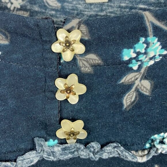 Anthropologie Blue Floral Print Mini Dress Ruffle Size Small Bohemian Boho S - Picture 4 of 7